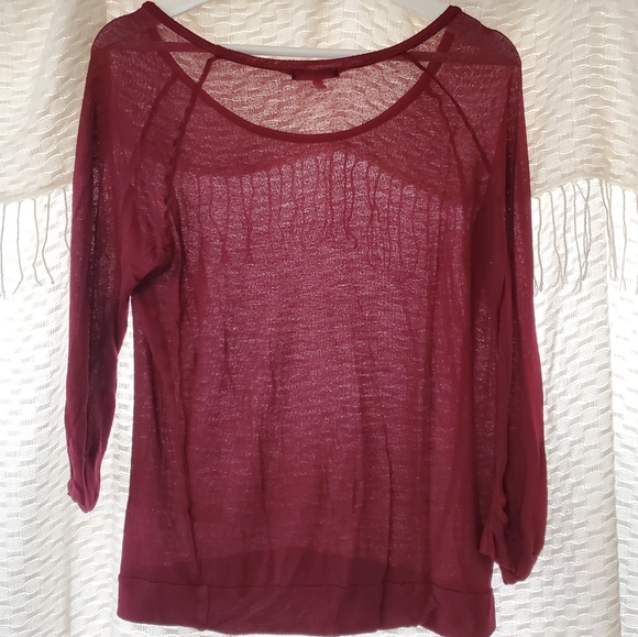 3/4 Sleeve Maroon Shirt - Picture 2 of 2
